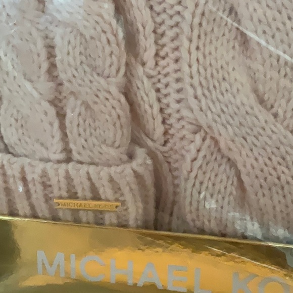 Michael Kors Pink Cable Knit Hat and Scarf Set - Picture 2 of 5